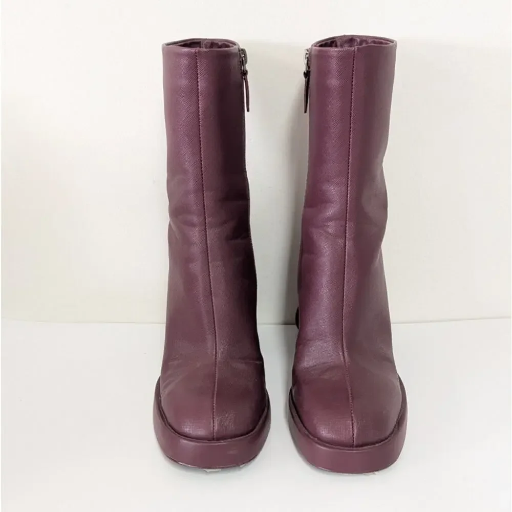JW Pei Saylor Round Toe Platform Ankle Boots Womens 7.5 Purple Vegan Leather